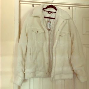 White teddy trucker jacket